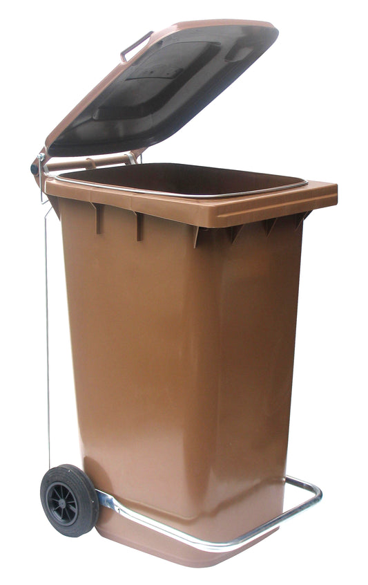 Bidone Carrellato Raccolta Differenziata Monocolore 240lt + Kit Pedale Mobil Plastic 4 Pezzi