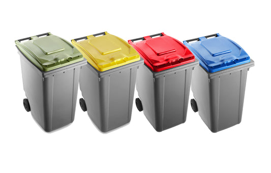 Bidone Carrellato Raccolta Differenziata Bicolore 360lt Mobil Plastic 4 Pezzi