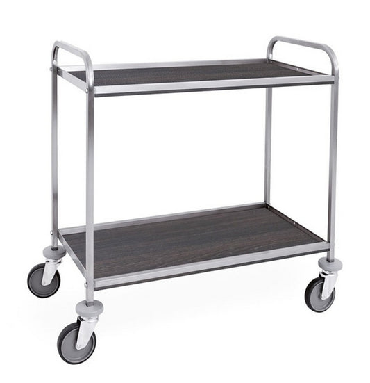 Carrello per Ristorazione in Acciaio a 2 Piani in legno rifinito Metalcarrelli