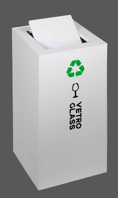 Contenitore Raccolta Differenziata Metallo Bianco Coperchio Girevole