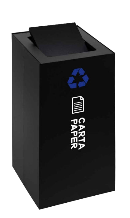 Contenitore Raccolta Differenziata Metallo Nero Coperchio Girevole