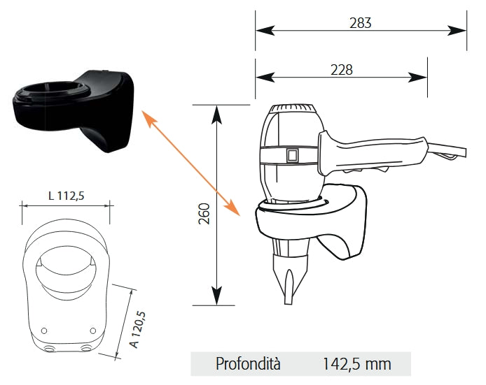 Asciugacapelli Elettrico Con Base Murale Vama Eternity Classic