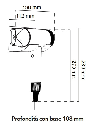 Asciugacapelli Elettrico Con Base Murale Vama Passion Hair Bianco