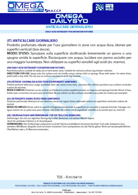 Anticalcare Giornaliero Sydex Omega Dailysyd 750ml x 12 Pezzi