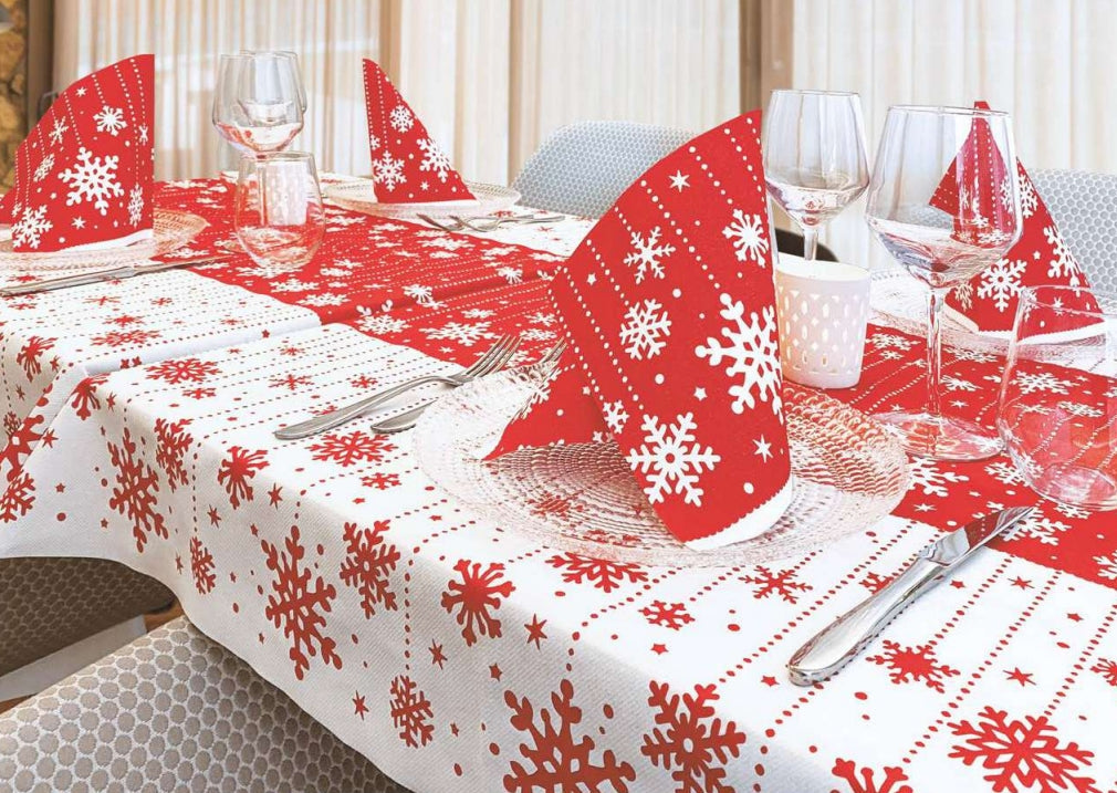 Tovaglia Natalizia 120x120 Airlaid Packservice Plus Glacè 100 Pezzi