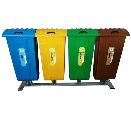 Isola Ecologica a 4 Contenitori in Linea Bee Green 1057