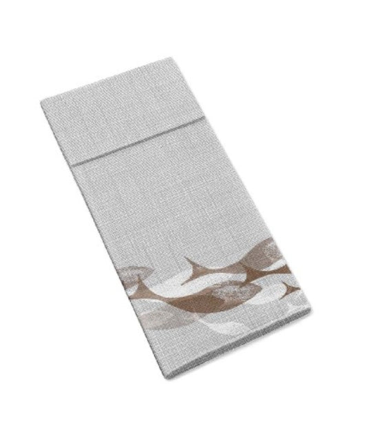 Tovagliolo Con Tasca Portaposate 40x32 Airlaid Packservice Plus Maree Moka 1200 Pezzi