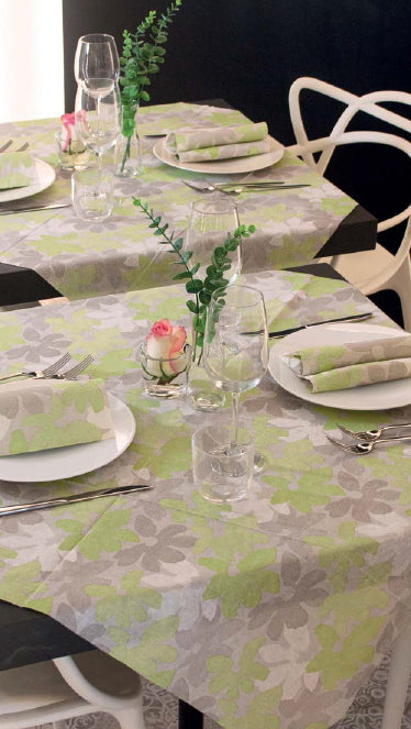 Tovaglietta Runner You & Me 120x48 Spunlace Packservice Blumen Verde 200 Pezzi