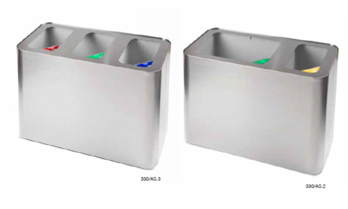 Cestino Raccolta Differenziata In Acciaio Inox Satinato Con Secchi In Plastica Laminart