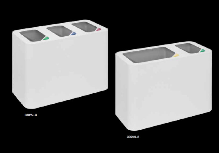 Cestino Raccolta Differenziata In Acciaio Inox Bianco Con Secchi In Plastica Laminart