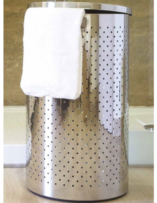 Portabiancheria con Foro Quadro in Acciaio Inox Lucido