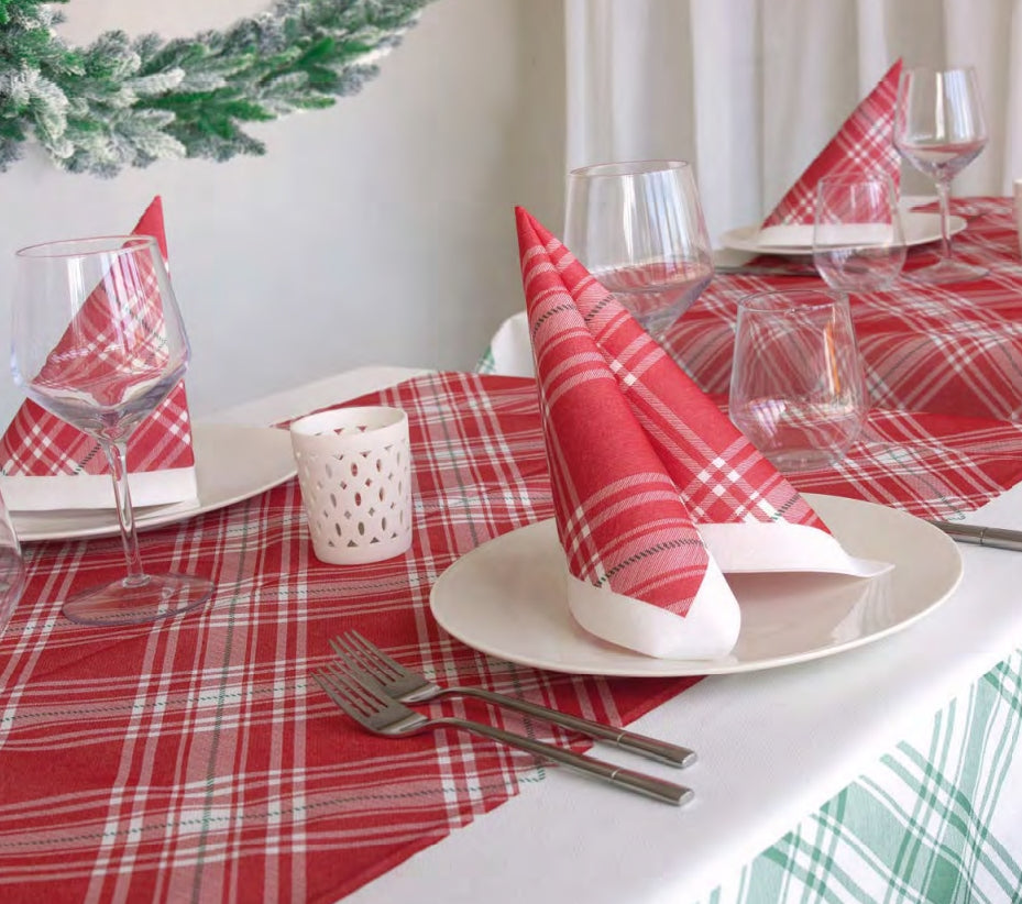 Tovaglia Natalizia 140x140 Airlaid Packservice Plus Scots 60 Pezzi