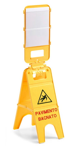 Segnale Pavimento Bagnato a Tre Ante con Portanote Filmop - 4 Pezzi