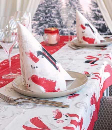 Tovaglia Natalizia 120x120 Spunlace Packservice Micro Snowman 80 Pezzi