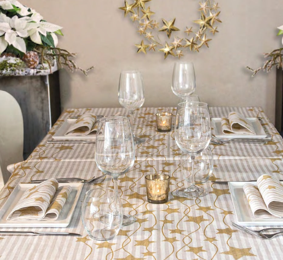Tovaglietta Natalizia Runner You & Me 120x48 Spunlace Packservice Starry Oro 160 Pezzi