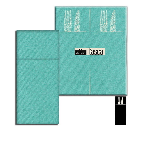 Tovagliolo Con Tasca Portaposate 40x32 Airlaid Packservice Plus Color Acqua 1200 Pezzi