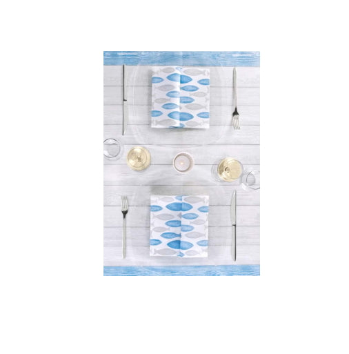 Tovaglia 100x100 Airlaid Packservice Plus Mediterraneo Azzurro 100 Pezzi