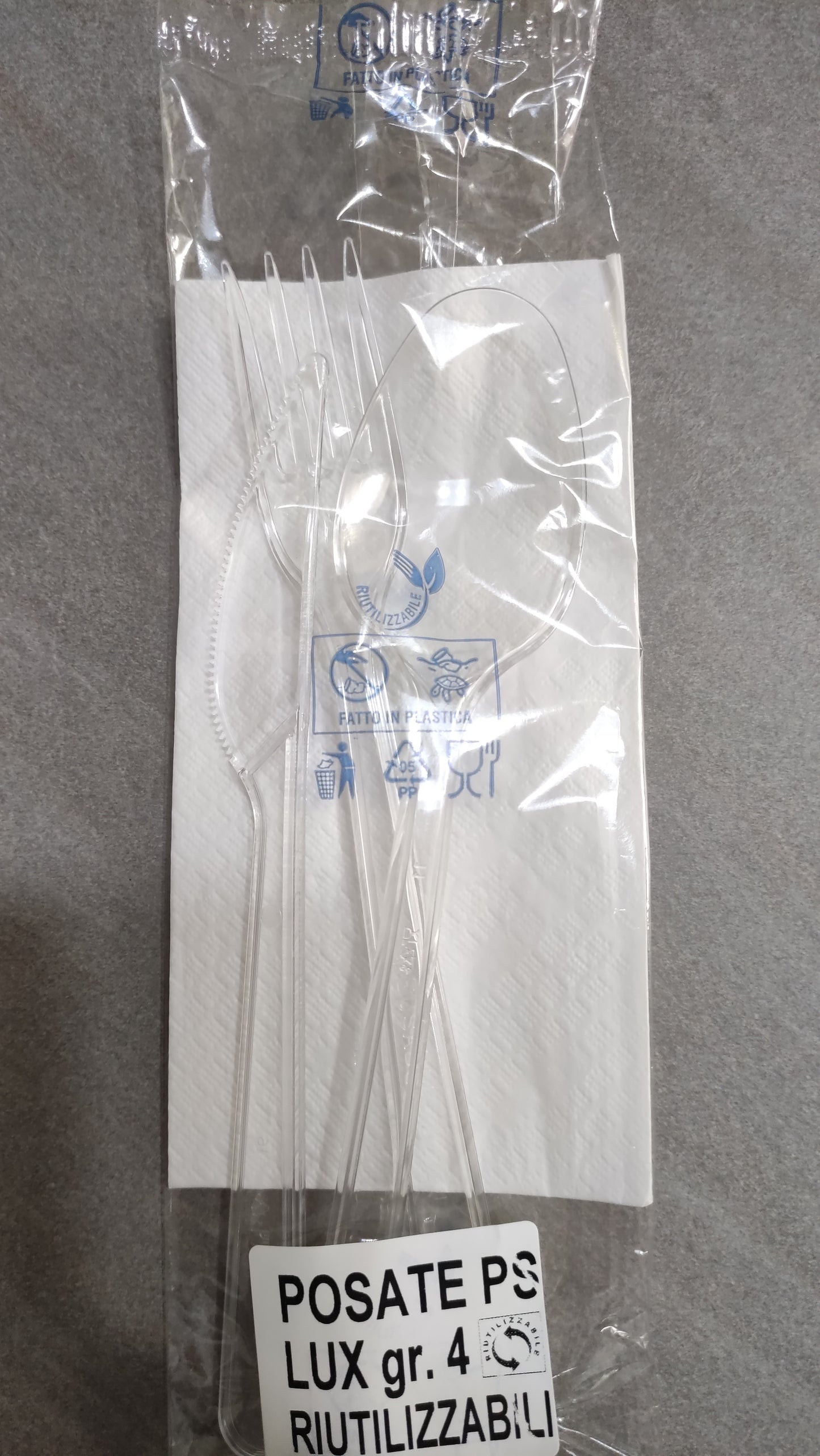 Tris Posate Trasparenti Forchetta Coltello Cucchiaio + Tovagliolo 1 Velo 500 Pezzi