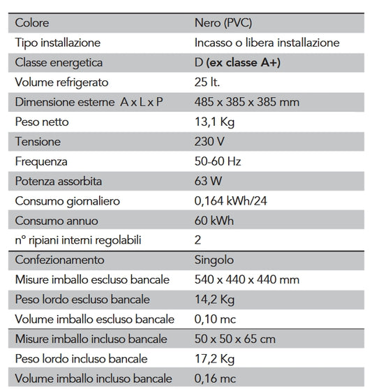 Minibar da Hotel da Incasso o Libero Con Anta in Vetro Vama